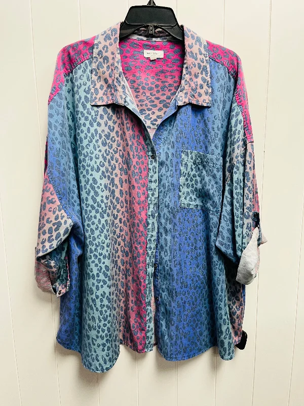 Top Long Sleeve By West Bound In Blue & Pink, Size: 3x