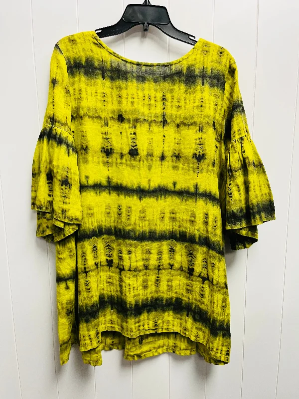 Tunic Long Sleeve By Bryn Walker In Black & Yellow, Size: M