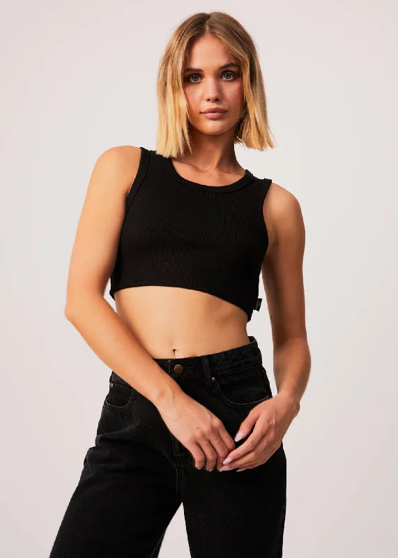 AFENDS Womens Chloe - Ribbed Cropped Tank - Black